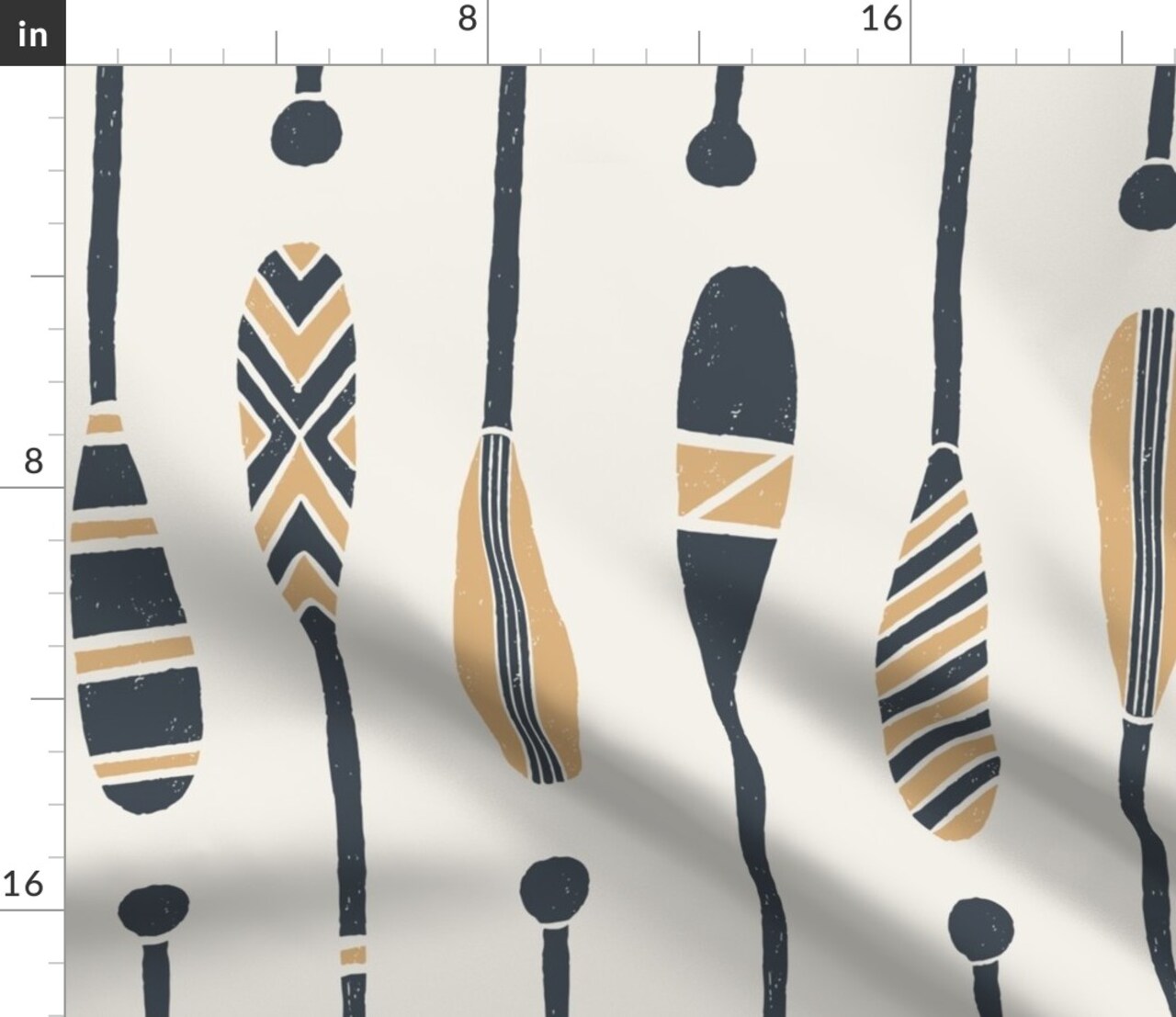 Rustic Canoe Kayak Camping Summer Camp Geometric Paddles Paddle Large Scale Lake House Vacation Home Block Print Cabincore Cabin Lodge Custom Printed Fabric by Spoonflower Various Fabrics by the Yard or Fat Quarter